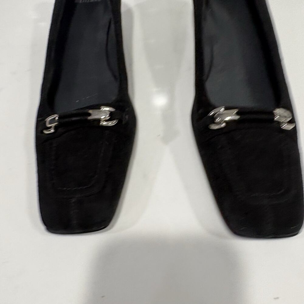 Stuart Weitzman Heels Womens Pumps Black Slip On Square Toe Block Heels- Size 8W - Picture 3 of 8